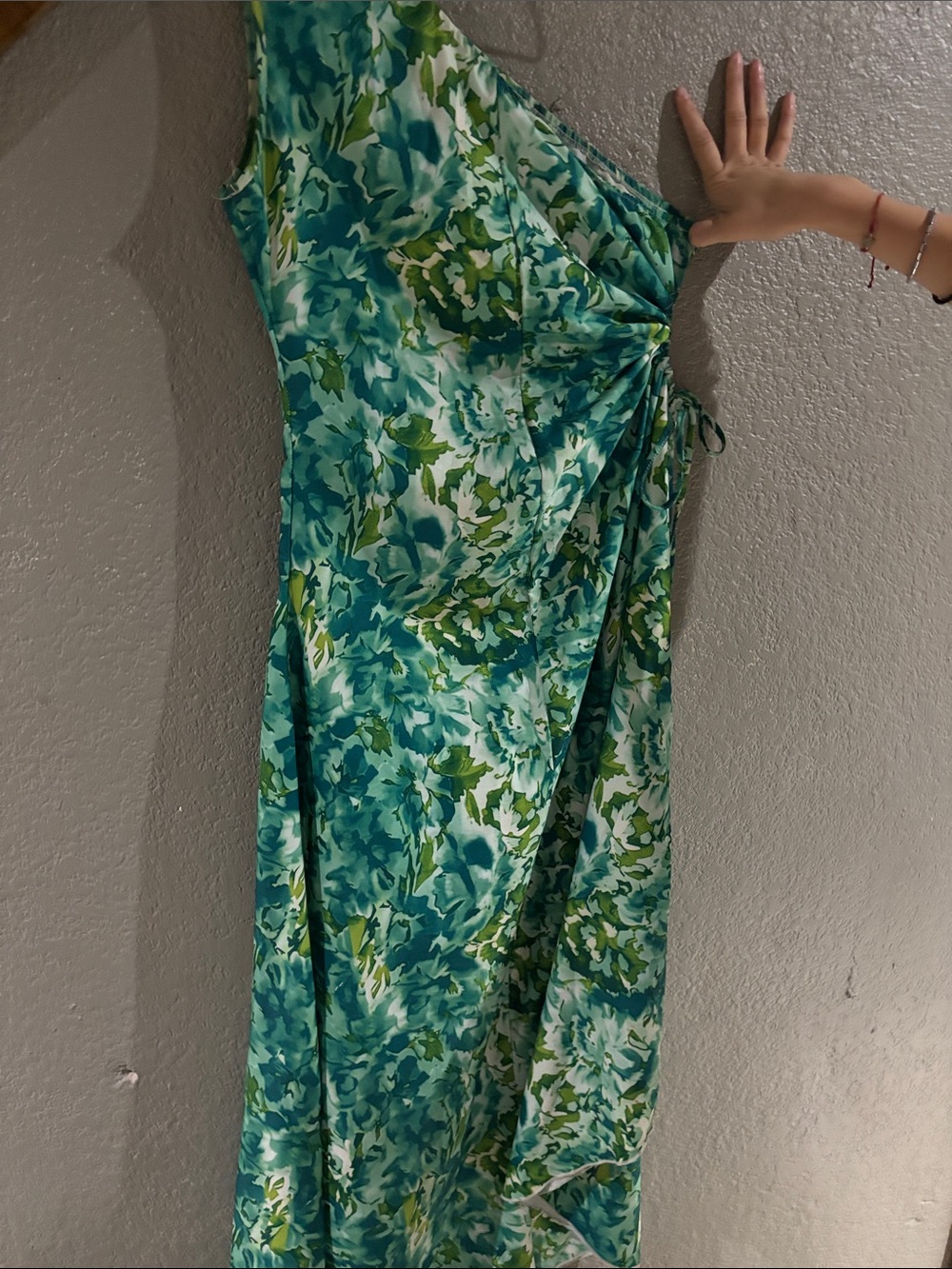 Green & Teal Floral Wrap Maxi Dress